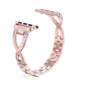 Rose Gold Crystal Accent Women's Watch Band